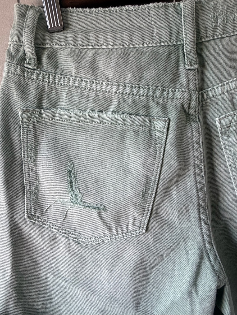 Vervet Sage Green Distressed Denim Shorts Size Small | Raw Hem High Rise| NWT - Picture 10 of 14